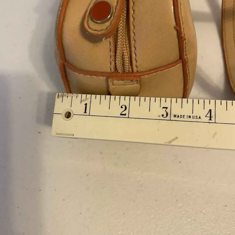 Rare Geoffrey Beene Stimulated Leather Barrel Handbag Bag Beige Shoulder Strap